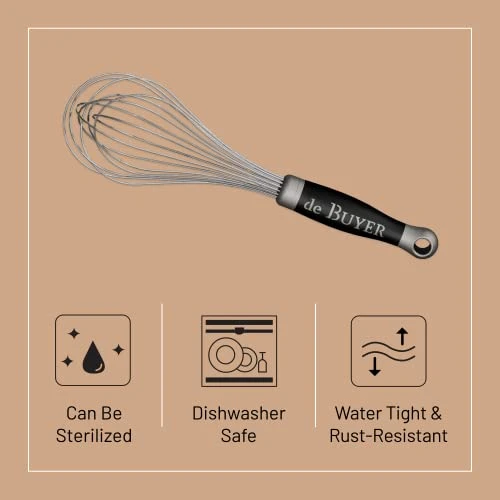 De Buyer GOMA Universal Whisk - 11.75” - Ideal For Commercial & Home Kitchens - Designed For Heavy, Frequent Use - Ergonomic & No-Slip Grip - Dishwasher Safe 3 De Buyer GOMA Universal Whisk - 11.75” - Ideal For Commercial & Home Kitchens - Designed For Heavy, Frequent Use - Ergonomic & No-Slip Grip - Dishwasher Safe - Image 3