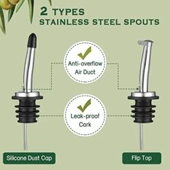 17oz Clear Glass Olive Oil Dispenser Bottle - 500ml Oil & Vinegar Cruet With Pourers And Funnel - Olive Oil Carafe Decanter For Kitchen -Peugeot Shop 41Skb9raPXS