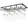 MOCOUM Under Cabinet Wine Glass Rack Stemware Rack, Wine Glasses Hanger Rack Wire Wine Glass Holder Storage Hanger For Cabinet Kitchen Bar (Black, 4 Rows 2 Pack)