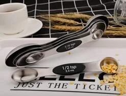 Magnetic Measuring Spoons Stainless Steel Set Of 5 Dual Sided StackableTeaspoon And Tablespoon For Measuring Dry And Liquid Ingredients -Peugeot Shop 41Sm7n5a8YL