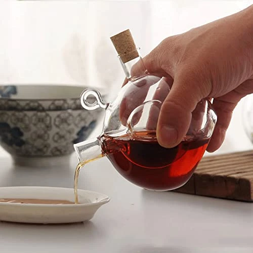 2 In 1 Oil And Vinegar Dispenser Cruet Bottle, Kitchen Supplies Glass Olive Oil And Balsamic Vinegar Cruet Bottle With Cork Stoppers, Hand-blown Glass Jar (Ball Shape) 2 2 In 1 Oil And Vinegar Dispenser Cruet Bottle, Kitchen Supplies Glass Olive Oil And Balsamic Vinegar Cruet Bottle With Cork Stoppers, Hand-blown Glass Jar (Ball Shape) - Image 2
