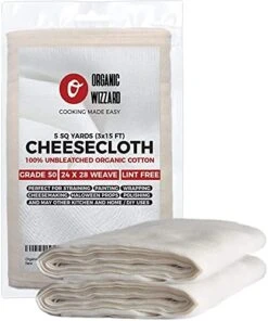 Cheesecloth - Organic Unbleached Cotton Fabric - Grade 50 Ultra Fine Mesh. 45 Sq Feet (5 Yards) Of 100% Natural, Washable And Reusable Food Filter/Strainer