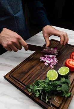 Large Edge Grain Walnut Cutting Board With Juice Groove By Kurouto -17x11 - Made In USA -Peugeot Shop 41SwYNBzKpL