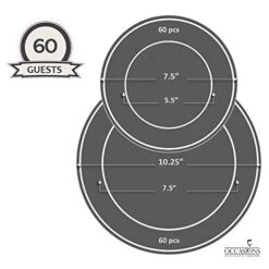 " OCCASIONS " 120 Plates Pack,(60 Guests) Heavyweight Premium Wedding Party Disposable Plastic Plates Set -60 X 10.25'' Dinner + 60 X 7.5'' Salad/Dessert (Rochelle Seafoam/Mint And Gold)) -Peugeot Shop 41SwYj1QYPL