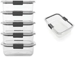 Rubbermaid Brilliance Food Storage Container, BPA Free Plastic, Medium, 3.2 Cup, 5 Pack, Clear & Brilliance Food Storage Container, Large, 9.6 Cup, Clear 1991158 10 Rubbermaid Brilliance Food Storage Container, BPA Free Plastic, Medium, 3.2 Cup, 5 Pack, Clear & Brilliance Food Storage Container, Large, 9.6 Cup, Clear 1991158 -Peugeot Shop 41T KeBNqL. AC