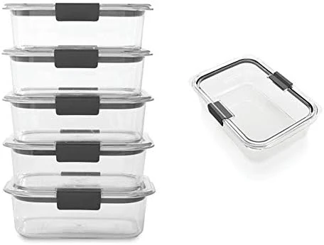 Rubbermaid Brilliance Food Storage Container, BPA Free Plastic, Medium, 3.2 Cup, 5 Pack, Clear & Brilliance Food Storage Container, Large, 9.6 Cup, Clear 1991158 5 Rubbermaid Brilliance Food Storage Container, BPA Free Plastic, Medium, 3.2 Cup, 5 Pack, Clear & Brilliance Food Storage Container, Large, 9.6 Cup, Clear 1991158 - Image 5