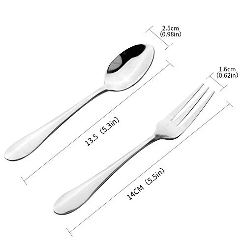 12pcs Stainless Steel Tea Dinner Server Spoon And Cake Fruit Forks Kitchen Accessory Wedding Party For Dessert, Salad, Appetizer, Cocktail(6 Forks + 6 Spoons) 1 12pcs Stainless Steel Tea Dinner Server Spoon And Cake Fruit Forks Kitchen Accessory Wedding Party For Dessert, Salad, Appetizer, Cocktail(6 Forks + 6 Spoons)
