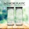 16 OZ Glass Bottles With Caps, 20 Juice Bottles Smoothie Cup Containers Metal Black Lids