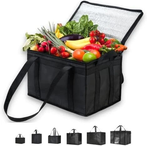 Home 3XL Insulated Bag For Food Delivery & Grocery Shopping With Zippered Top, Black (1 Pack) 10 Home 3XL Insulated Bag For Food Delivery & Grocery Shopping With Zippered Top, Black (1 Pack) - Image 10