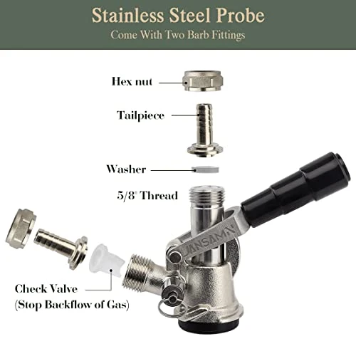 Jansamn Keg Coupler, Sankey D Tap With Stainless Steel Probe, Keg Coupler D System With Black Handle & Hose Clamp, D Style 4 Jansamn Keg Coupler, Sankey D Tap With Stainless Steel Probe, Keg Coupler D System With Black Handle & Hose Clamp, D Style - Image 4