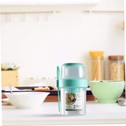 Salad Meal Shaker Cup, 560ml 2 Layers Fresh Salad Cup With Fork & Salad Dressing Holder, Portable Fruit Vegetable Salad Container For School Office (Blue) 14 Salad Meal Shaker Cup, 560ml 2 Layers Fresh Salad Cup With Fork & Salad Dressing Holder, Portable Fruit Vegetable Salad Container For School Office (Blue) -Peugeot Shop 41TNo13AQeL