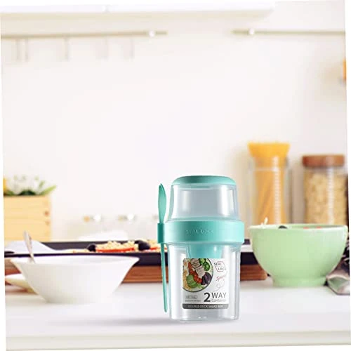 Salad Meal Shaker Cup, 560ml 2 Layers Fresh Salad Cup With Fork & Salad Dressing Holder, Portable Fruit Vegetable Salad Container For School Office (Blue) 5 Salad Meal Shaker Cup, 560ml 2 Layers Fresh Salad Cup With Fork & Salad Dressing Holder, Portable Fruit Vegetable Salad Container For School Office (Blue) - Image 5