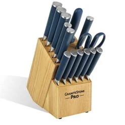 Stone Pro Nutriblade 14-Piece Knife Set For Kitchen With Knife Block, Premium Kitchen Knives Set For Kitchen, Chef Knife Set With Block, Complete Knifes Set, Ultra Sharp Stainless-Steel Blade