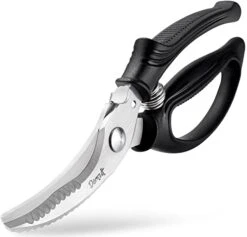 Poultry Shears, Heavy Duty Kitchen Scissors - Rust Proof Bone Cutting Scissors For Cutting Chicken & Chopping Vegetables - Chicken Meat Shears For Professionals - Black