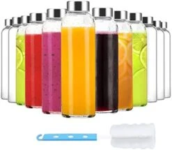 Clear Glass Bottles With Lids And Silicone Sleeve 18 Oz, Glass Reusable Water Bottles With Stainless Steel Cap For Juicing,Refrigerator,100% Leak Proof, BPA Free Eco Friendly,Set Of 6 18 Clear Glass Bottles With Lids And Silicone Sleeve 18 Oz, Glass Reusable Water Bottles With Stainless Steel Cap For Juicing,Refrigerator,100% Leak Proof, BPA Free Eco Friendly,Set Of 6 -Peugeot Shop 41TWVxUGFhL. AC