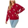Crewneck Sweatshirts For Women Fall Plus Size Sweatshirts Long Sleeve Loose Tops Christmas Print Pullover Top Streetwear