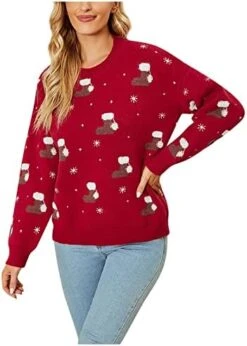 Womens Causal Loose Crewneck Cute Loose Tops Christmas Print Long Sleeve Plus Size Sweatshirts Pullover Top Streetwear -Peugeot Shop 41TXvTEjAoL. AC 1