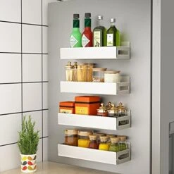 BIETCR Magnetic Spice Rack For Refrigerator, Metal Magnetic Fridge Shelf，Strong Magnetic Shelves For Refrigerator And Microwave Oven（4 Pack，Black ） -Peugeot Shop 41Tc0Gq7aDL. AC