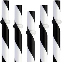 Akoufish 12 Piece 9 Inch Reusable Plastic Thick Drinking Straws BPA Free Mason Jar Straws Big Stripe (9inch Black) -Peugeot Shop 41TgQvJKUyL. AC