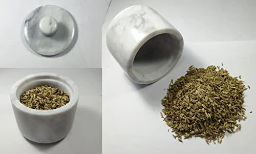 Marble Salt Cellar With Lid, Salt Holder Storage Container For Counter( White) 5 Marble Salt Cellar With Lid, Salt Holder Storage Container For Counter( White) - Image 5