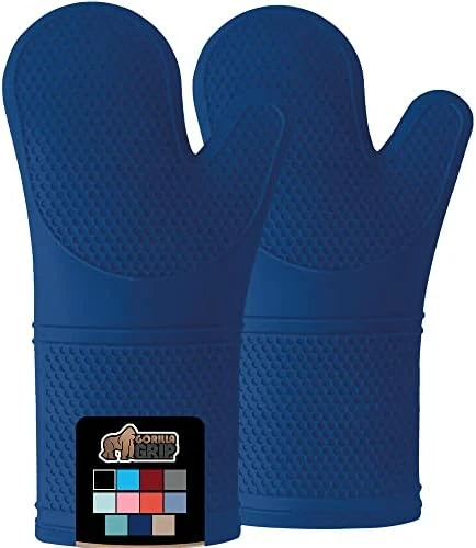 Heat And Slip Resistant Silicone Oven Mitts Set, Soft Cotton Lining, Waterproof, BPA-Free, Long Flexible Thick Gloves For Cooking, BBQ, Kitchen Mitt Potholders, Sets Of 2, 12.5 In, Black 14 Heat And Slip Resistant Silicone Oven Mitts Set, Soft Cotton Lining, Waterproof, BPA-Free, Long Flexible Thick Gloves For Cooking, BBQ, Kitchen Mitt Potholders, Sets Of 2, 12.5 In, Black - Image 14