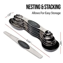 Magnetic Metal Measuring Spoons Set Stainless Steel Etched Stackable Teaspoons Tablespoons Dual Sided Measure Spoon Set Of 8 For Measuring Dry And Liquid Ingredients (Black) 10 Magnetic Metal Measuring Spoons Set Stainless Steel Etched Stackable Teaspoons Tablespoons Dual Sided Measure Spoon Set Of 8 For Measuring Dry And Liquid Ingredients (Black) -Peugeot Shop 41TkpVNEwwL