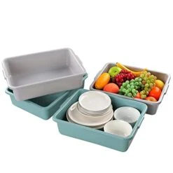 Yubine 8L Small Rectangle Dishpan Bust Tubs, Commercial Bus Tote Boxes, 4-Pack -Peugeot Shop 41Tl9gUqhkL