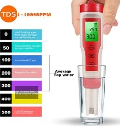 PH Meter, 4-in-1 Digital PH Meter With PH/TDS/EC/Temp Function With ATC For Drinking Water, ±0.01 High Accuracy PH Water Tester For Hydroponics, Aquarium, Pool, Pocket Size Water Quality Tester -Peugeot Shop 41TwsgrclvL