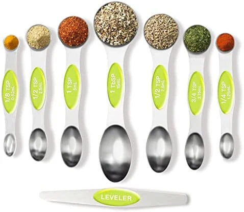 Magnetic Measuring Spoons Set Stainless Steel Sauce Spoons Fits In Spice Jars Set Of 8 Is Oil, Salt, Sauce And Vinegar Measuring Tool (Red) 8 Magnetic Measuring Spoons Set Stainless Steel Sauce Spoons Fits In Spice Jars Set Of 8 Is Oil, Salt, Sauce And Vinegar Measuring Tool (Red) - Image 8