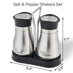 Salt And Pepper Shakers Set, Stainless Steel With Glass Bottle For Table, RV, Camp, BBQ, Set Of 2, Sliver -Peugeot Shop 41ULYSkOt8L