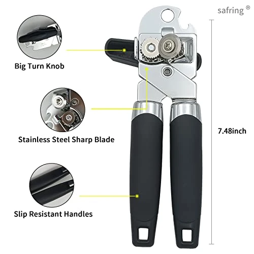 Safring Can Opener Manual, Handheld Strong Heavy Duty Stainless Steel Can Opener, Comfortable Handle, Sharp Blade Smooth Edge, Can Openers With Multifunctional Bottle Opener 3 Safring Can Opener Manual, Handheld Strong Heavy Duty Stainless Steel Can Opener, Comfortable Handle, Sharp Blade Smooth Edge, Can Openers With Multifunctional Bottle Opener - Image 3