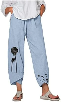 Kingspinner Capri Pants For Women Plus Size Capri Baggy Pants Casual Linen Long Pants Women Palazzo Lounge Pants -Peugeot Shop 41URLdjxdRS. AC