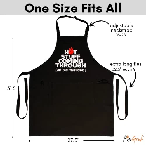 FixGrub Hot Stuff Funny Aprons For Men And Women, Grill Apron, Chefs Apron, BBQ Apron, Gift Set Or Apron Only 4 FixGrub Hot Stuff Funny Aprons For Men And Women, Grill Apron, Chefs Apron, BBQ Apron, Gift Set Or Apron Only - Image 4
