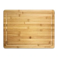 Wood Cutting Board - Large Natural Bamboo Wooden Chopping Board For Kitchen With Crumb And Juice Groove For Food Prep - Size L, 18 X 13 Inches