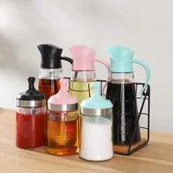 3x19oz Olive Oil Bottle Dispensers With Auto Flip Caps| 3 Honey Jars With Dipper, Spoon And Brush| Non-Drip Glass Oil Containers And Seasoning Boxes For Barbecue, Cooking, Baking, Roasting Etc. 13 3x19oz Olive Oil Bottle Dispensers With Auto Flip Caps| 3 Honey Jars With Dipper, Spoon And Brush| Non-Drip Glass Oil Containers And Seasoning Boxes For Barbecue, Cooking, Baking, Roasting Etc. -Peugeot Shop 41UgoJEi9aL