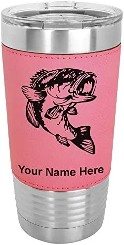 20oz Vacuum Insulated Tumbler Mug, Bass Fish, Personalized Engraving Included (Faux Leather, Gray) 12 20oz Vacuum Insulated Tumbler Mug, Bass Fish, Personalized Engraving Included (Faux Leather, Gray) - Image 12