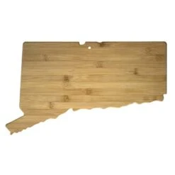 Connecticut State Shaped Serving & Cutting Board, Natural Bamboo