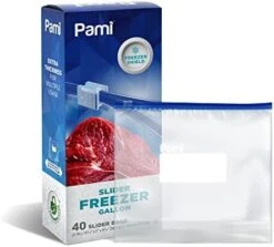 Freezer Slider Quart Bags [50 Pieces]- Leakproof Food Storage Freshness-Lock Bags With Expandable Bottom- Food-Safe Slider Zipper Bags With Freezer Shield Technology- Thick & Reusable Sandwich Bags -Peugeot Shop 41V1BHrSb9L. AC