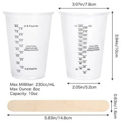 80pcs 8oz Disposable Epoxy Resin Mixing Cups, Clear Plastic Disposable Measuring Cups For Mixing Paint, Pigments, Epoxy Resins, Mixing Cups For Baking（80 Stirring Sticks Included）