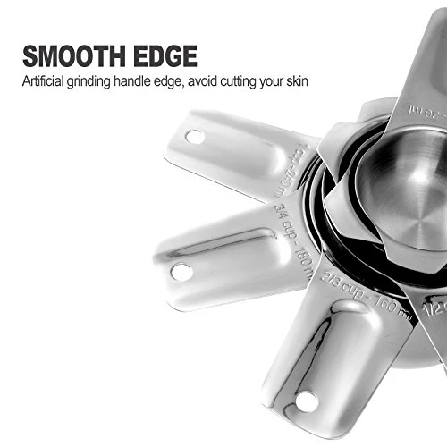 13-piece Measuring Cups And Spoons Set, 18/8 Stainless Steel Heavy Duty Ergonomic Handle With Ring Connector, Silver 2 13-piece Measuring Cups And Spoons Set, 18/8 Stainless Steel Heavy Duty Ergonomic Handle With Ring Connector, Silver - Image 2