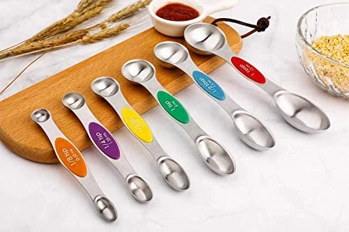 Magnetic Measuring Spoons Set Of 6 Stainless Steel Dual Sided Stackable Teaspoon For Measuring Dry And Liquid Ingredients 2 Magnetic Measuring Spoons Set Of 6 Stainless Steel Dual Sided Stackable Teaspoon For Measuring Dry And Liquid Ingredients - Image 2