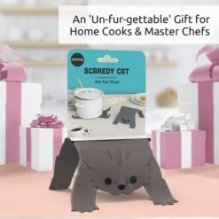 Scaredy Cat Trivets For Hot Dishes Non Slip Heat Resistant Silicone Pot Holders & Trivet For Kitchen Counter - Cute Kitchen Accessories & Funny Cat Gifts - Hot Pot Holder For Wood Tables -Peugeot Shop 41VEuMFBUvL