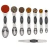 Magnetic Metal Measuring Spoons Set Stainless Steel Etched Stackable Teaspoons Tablespoons Dual Sided Measure Spoon Set Of 8 For Measuring Dry And Liquid Ingredients (Black)