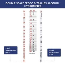 Circrane 0-200 Proof & Tralle Alcohol Hydrometer With Glass Test Jar Kit, Accurate Tester & Glass Cylinder For Liquor, Distilling Moonshine Alcoholmeter Set -Peugeot Shop 41VOG4ZylDL
