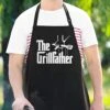 APRON DADDY Aprons For Men - The Grillfather - BBQ Apron For Grilling - Extra Large 1 Size Fits All - Poly/Cotton Apron With 2 Pockets - Grill Father Gift For Cooking Dad, Husband