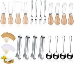 Charcuterie Board Accessories Spreader Knife Set Cheese Butter Spreader Knife Charcuterie Utensils With Wooden Handles Mini Serving Tongs Spoons Forks For Party Wedding Christmas (Silver, 20 Pieces) -Peugeot Shop 41VOkDd3qnL. AC