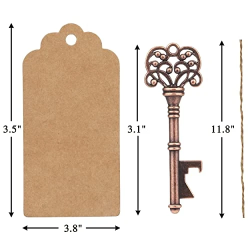 Key Open Wedding Favor Bottle Opener Keys Wedding Gift Set With Escort Tag Cards, Paper Roses, And Ropes - Vintage Key Bottle Opener Wedding Favor - Bottle Opener (50 Pack) 4 Key Open Wedding Favor Bottle Opener Keys Wedding Gift Set With Escort Tag Cards, Paper Roses, And Ropes - Vintage Key Bottle Opener Wedding Favor - Bottle Opener (50 Pack) - Image 4
