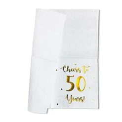 Cheers To 50 Years Cocktail Napkins | Happy 50th Birthday Decorations For Men And Women And Wedding Anniversary Party Decorations | 50-Pack 3-Ply Napkins | 5 X 5 Inch Folded (White) -Peugeot Shop 41VQxitUl6L