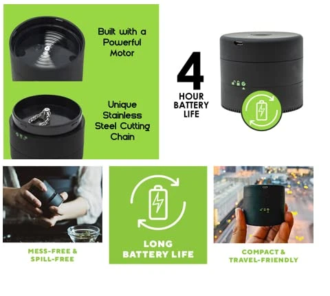 GENERIC DE Handheld Electric Dry Herb Grinder Spice Grinder USB Rechargeable Black 2 GENERIC DE Handheld Electric Dry Herb Grinder Spice Grinder USB Rechargeable Black - Image 2