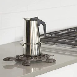 , Trivet For Hot Dishes, Pots And Pans, Metal Trivet, Sea Turtle Design, Cast Iron, Rubber Feet Caps, Ring Hanger, 12 X 8 Inches, Brown Finish, 1 Unit -Peugeot Shop 41VZHKR4A6S